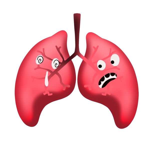 禁烟元素五脏六腑卡通肺部人体内脏红色拟人