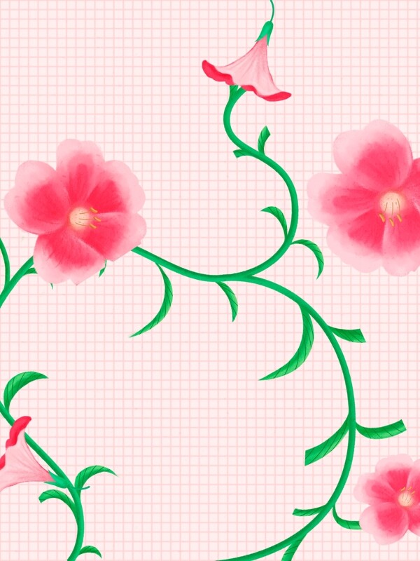 可爱粉色格纹花卉背景