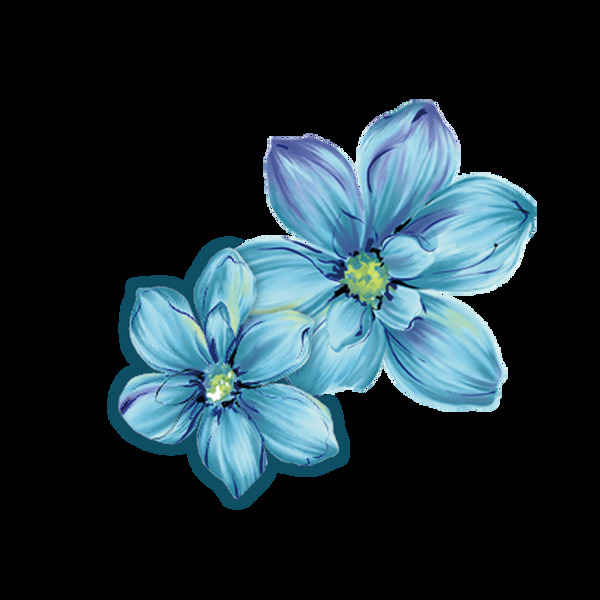 蓝树立体花朵png元素素材