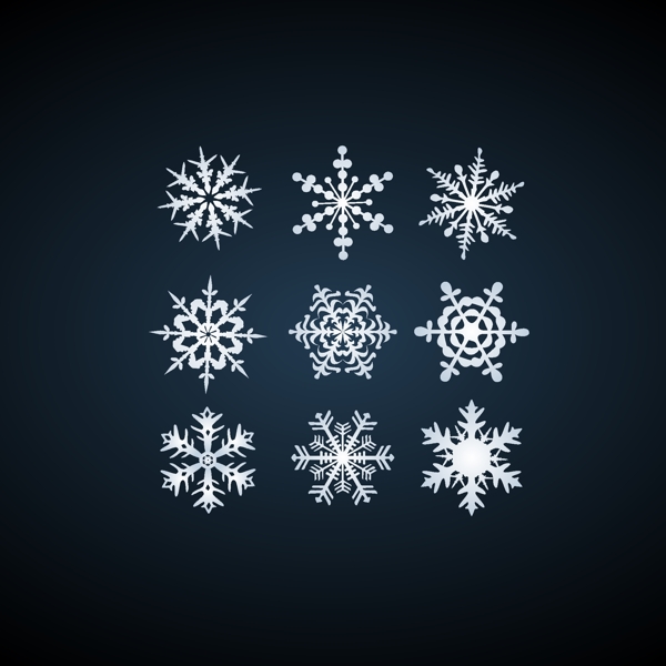雪花矢量素材冬天设计元素装饰图案集合