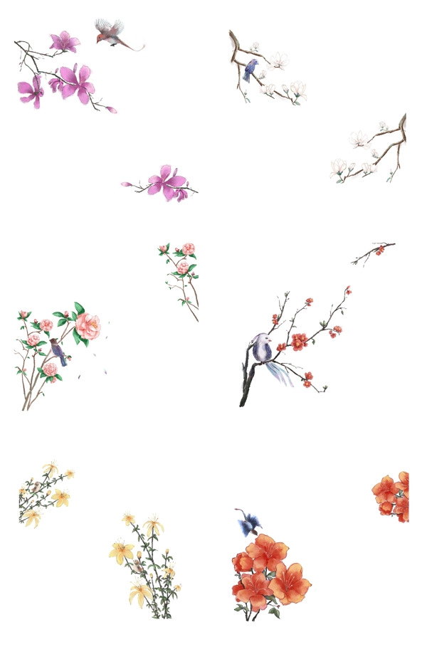 中国风复古花卉植物边框合集