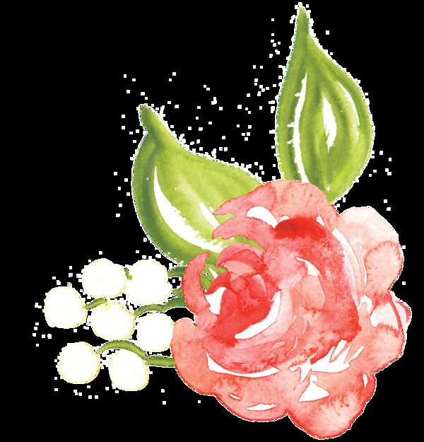 传统水墨花卉卡通透明素材