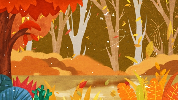彩色秋季树林背景图片