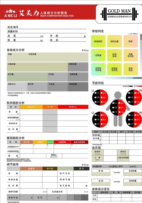 健身房人体成分分析报告图片