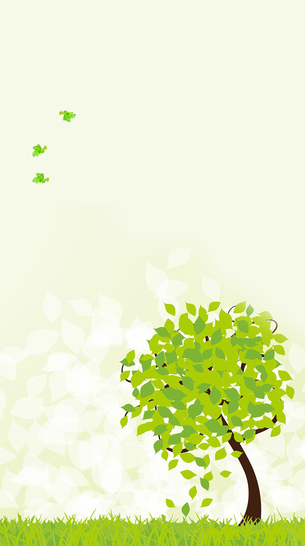清新绿色大树H5背景素材