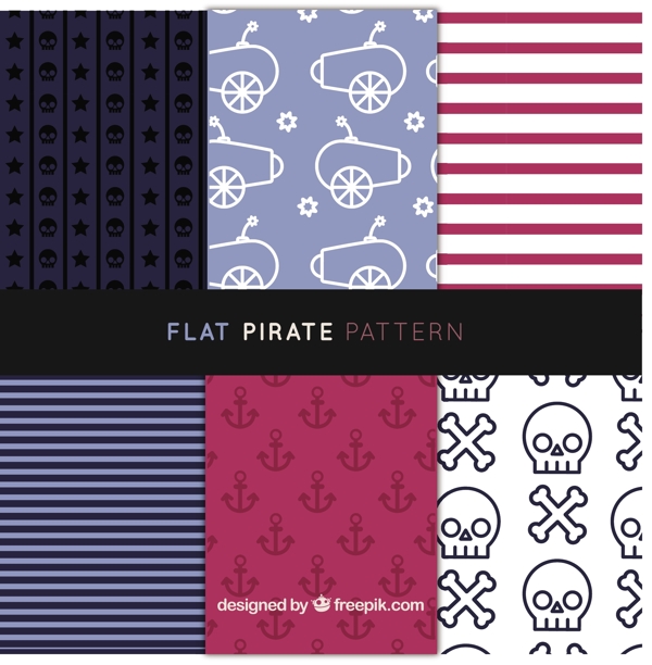 六个海盗装饰图案平面设计素材
