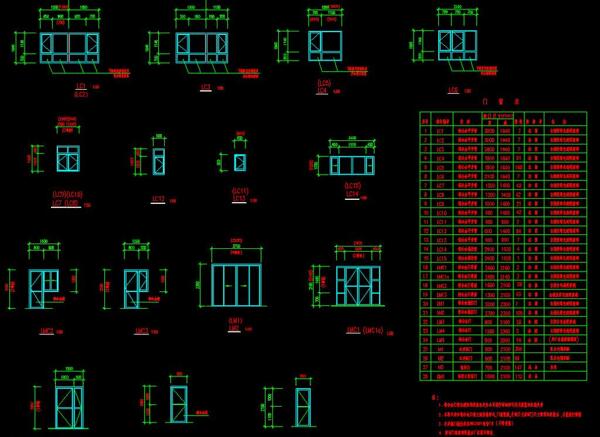 门窗表及门窗立面图图片
