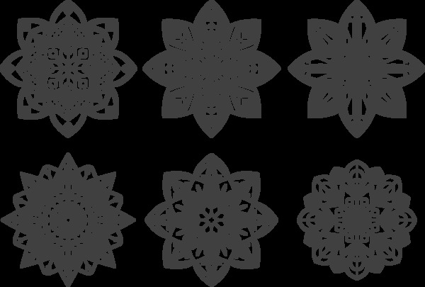 抽象黑色曼陀罗花纹免抠png透明图层素材