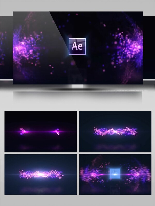 粉紫绚丽粒子相撞LOGO演绎AE模板