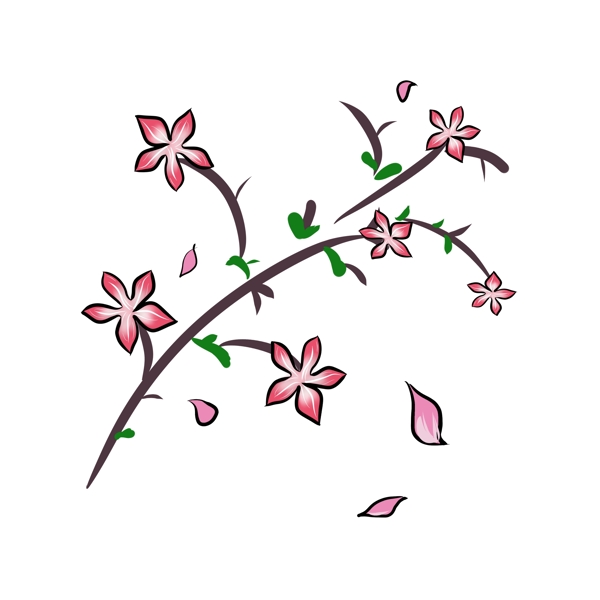 掉落的粉色樱花插画