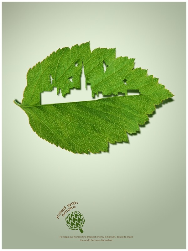 树叶纹理环保海报图片