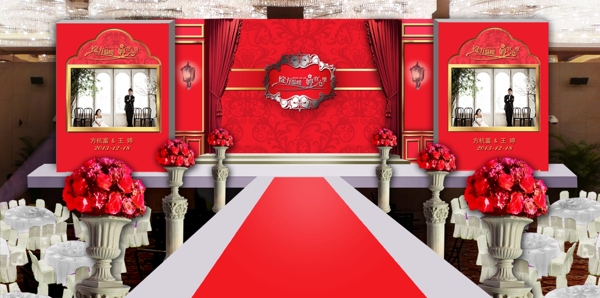 红金色欧式婚礼舞台效果图
