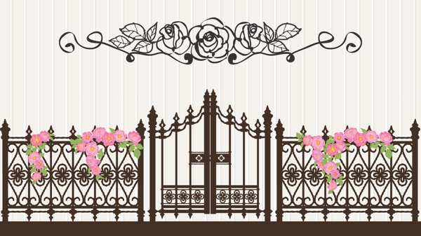 欧式花围栏装饰矢量素材