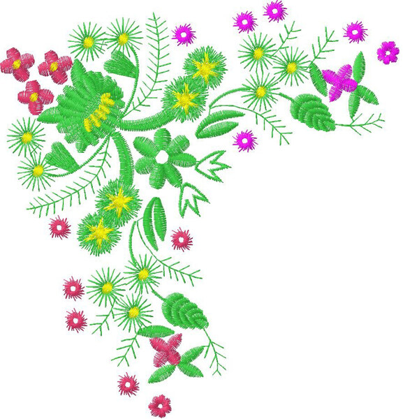 绣花花纹花朵树叶免费素材