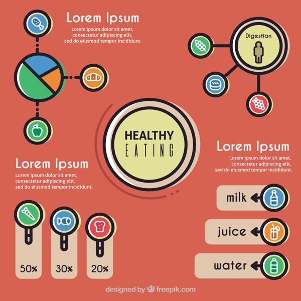 健康食品的信息图表元素