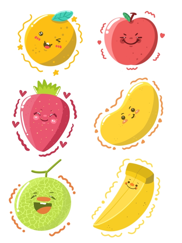 水果卡通笑脸可爱形象