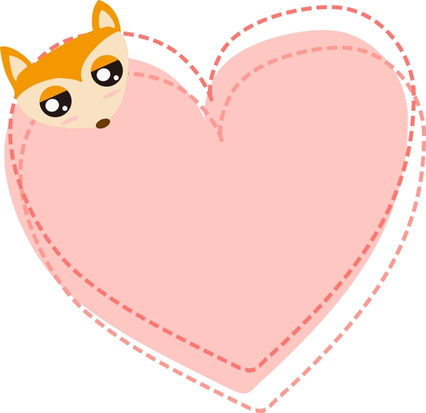 爱心狐狸对话框插画