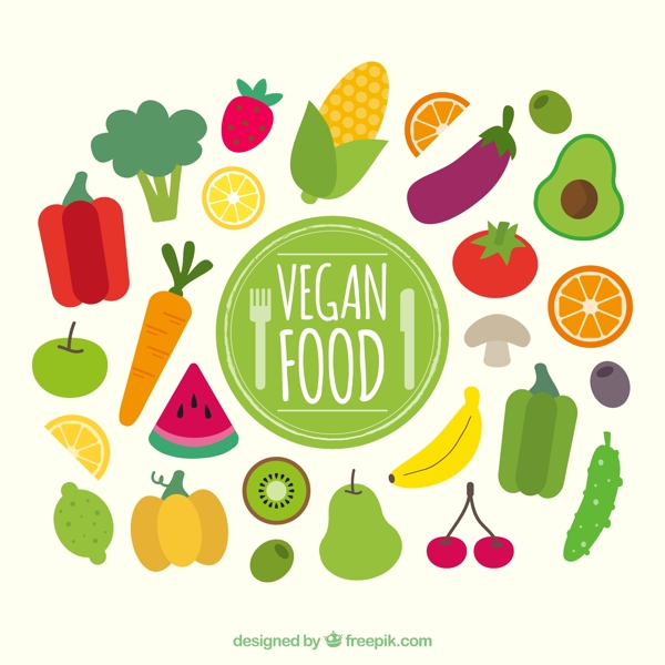 26种健康素食食物矢量图