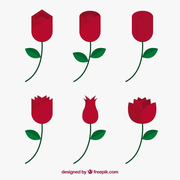 各种红玫瑰平面设计素材