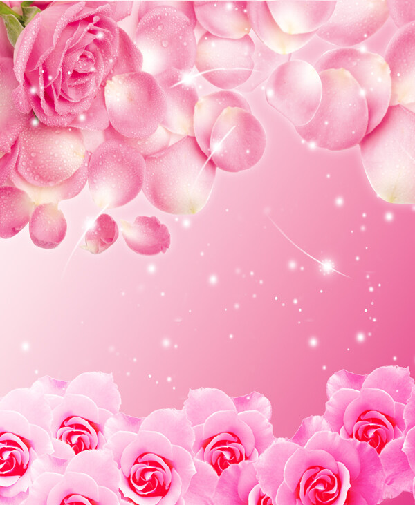 粉色玫瑰花花瓣创意移门装饰图案