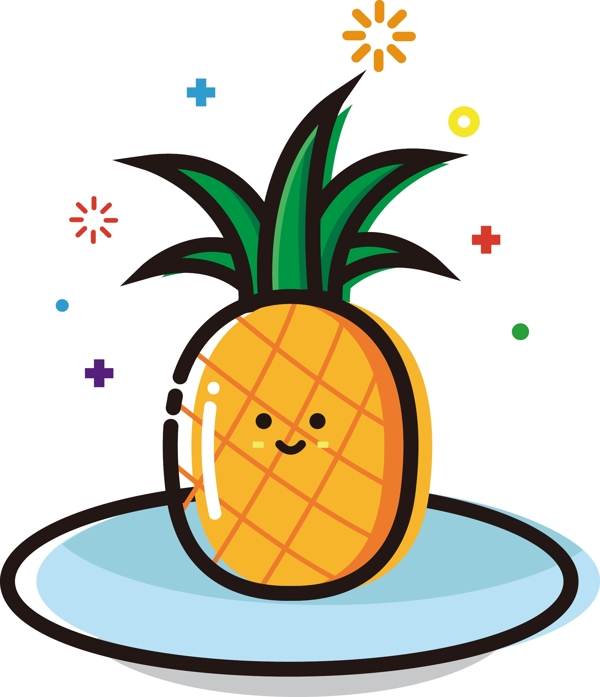 菠萝水果MBE卡通可爱夏季处暑矢量元素