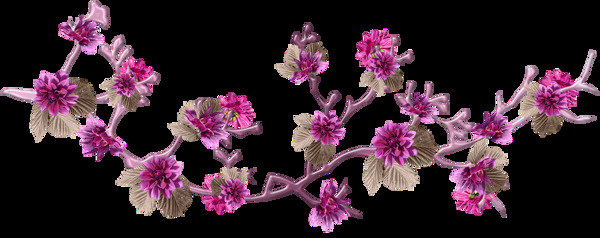手绘粉紫色花朵png透明素材