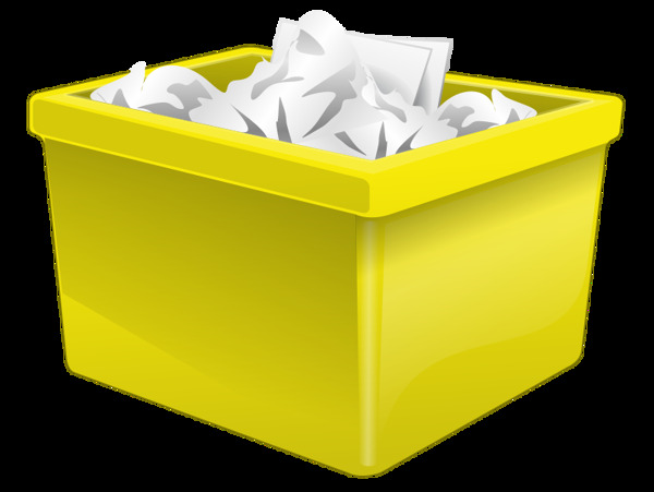 黄色的塑料箱子里装满了纸