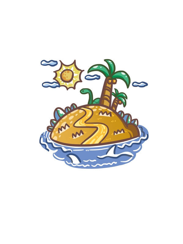 小清新卡通清爽可爱夏日海岛椰树沙滩手提袋