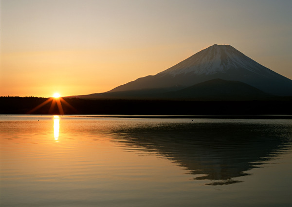 富士山夕阳图片