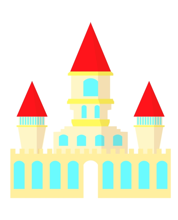 浅黄色城堡建筑插画