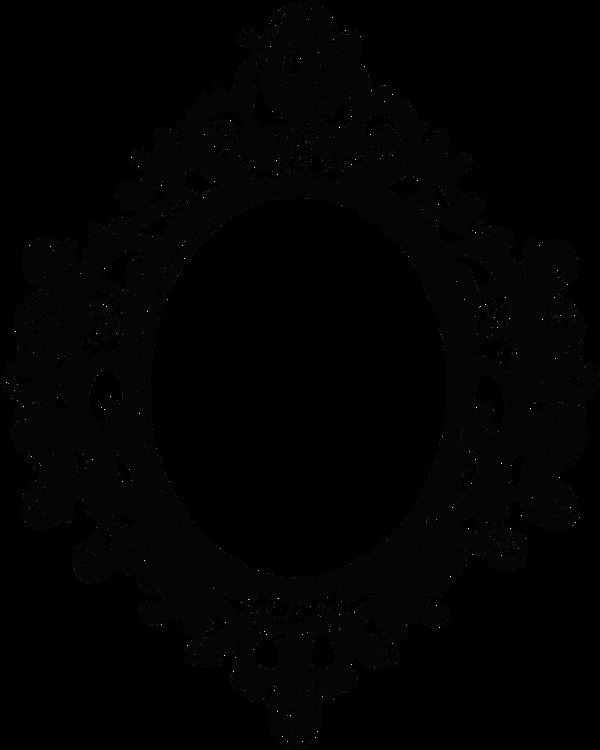 黑色花纹镜子png元素