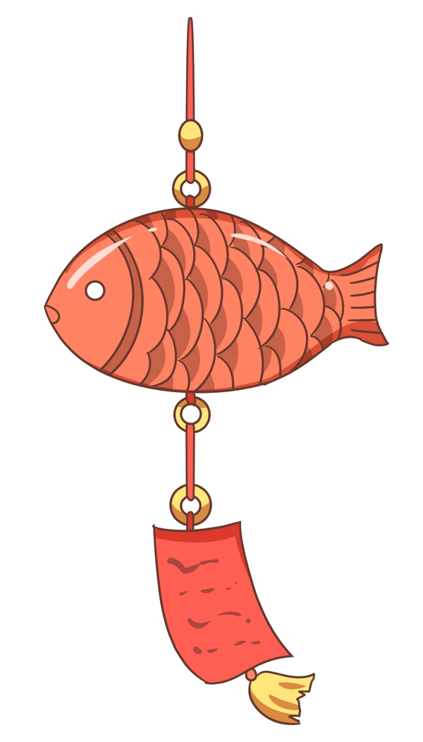 红色金鱼风铃插图