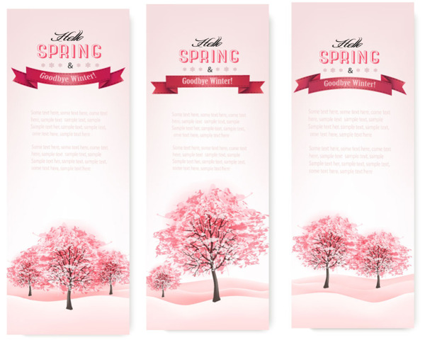 粉色风格春季矢量树背景素材