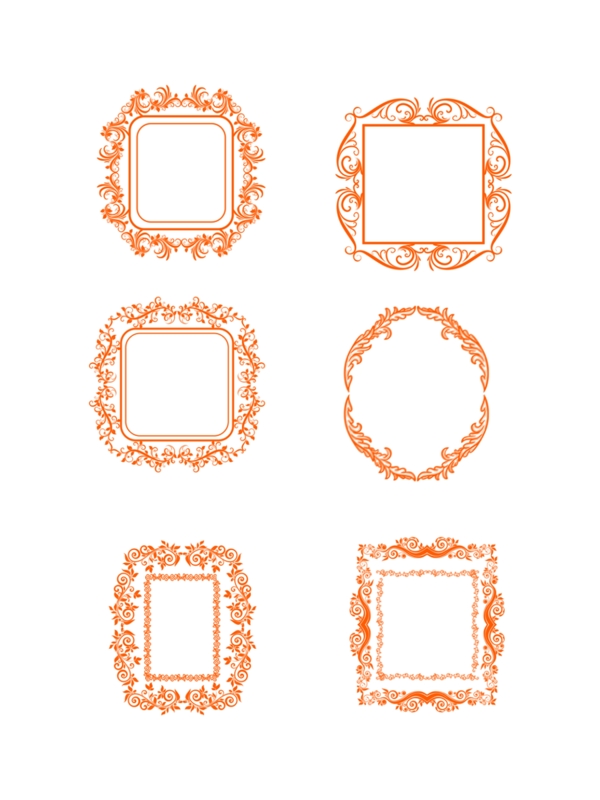 原创欧式复杂边框套图橙色可商用元素