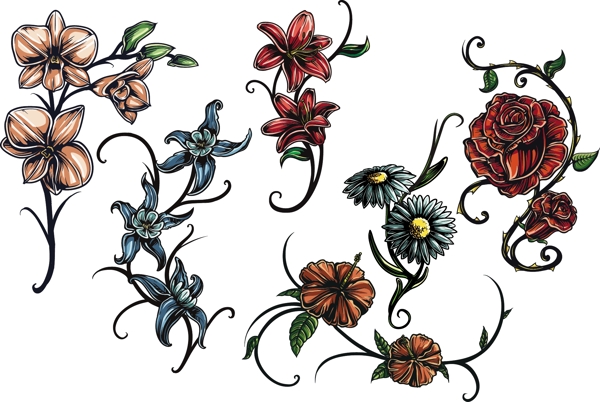 鲜花花朵纹身图案