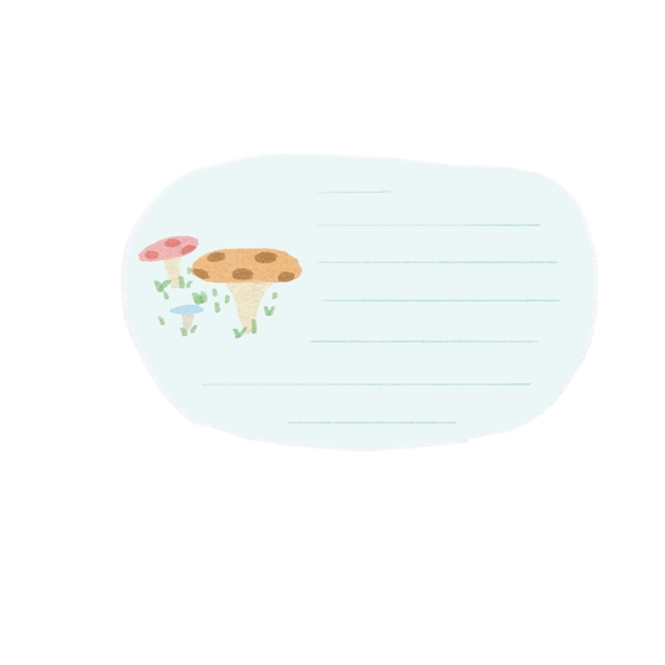 手绘蜡笔卡通蘑菇提示边框对话框设计元素