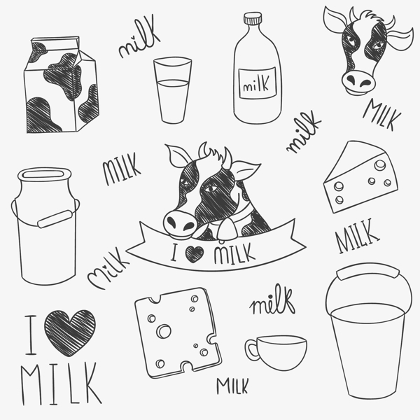 手绘牛奶起司乳制品