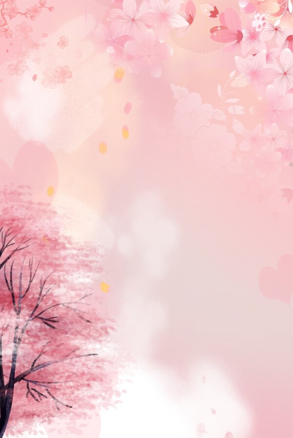 樱花节粉色手绘背景