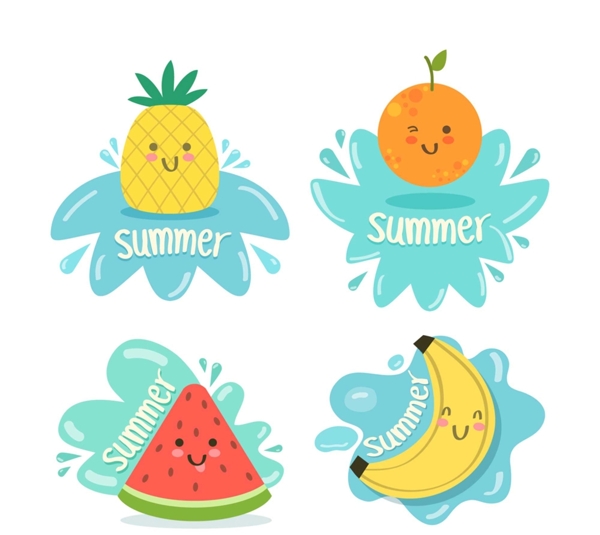 可爱夏季水果标签