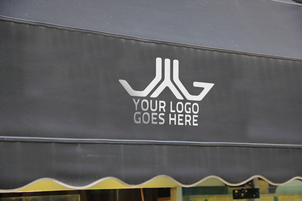 户外雨棚企业logo设计样机
