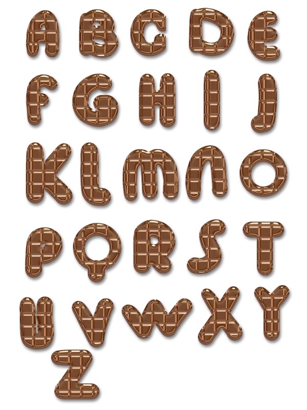 巧克力英文字字母26个元素艺术字可爱