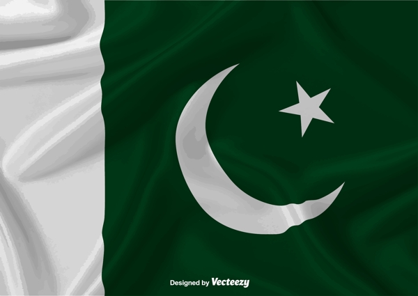 巴基斯坦矢量背景飘扬旗帜