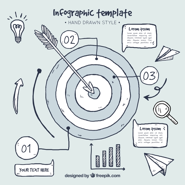 手工绘制的图表模板与飞镖