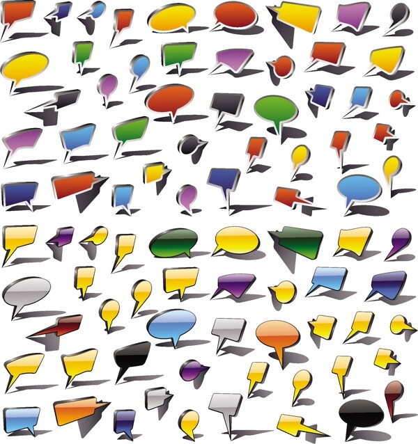 丰富多彩的语音泡沫和对话气球矢量图形