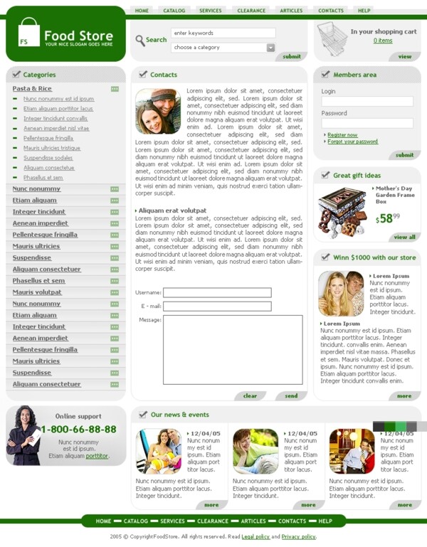 绿色食品网店网页模板