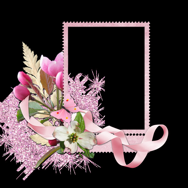 粉色花朵相框边框素材图片