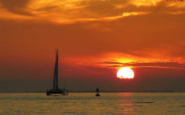 夕阳海边风景