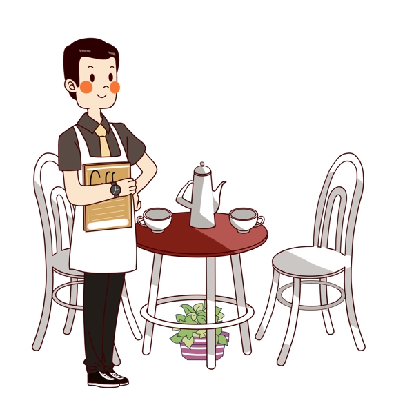 餐厅服务人员插画
