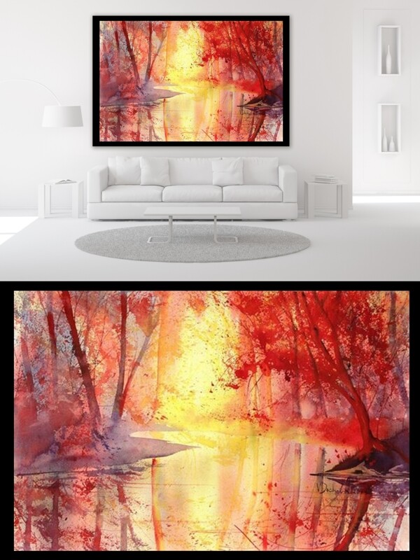 红树林油画风景植物装饰画