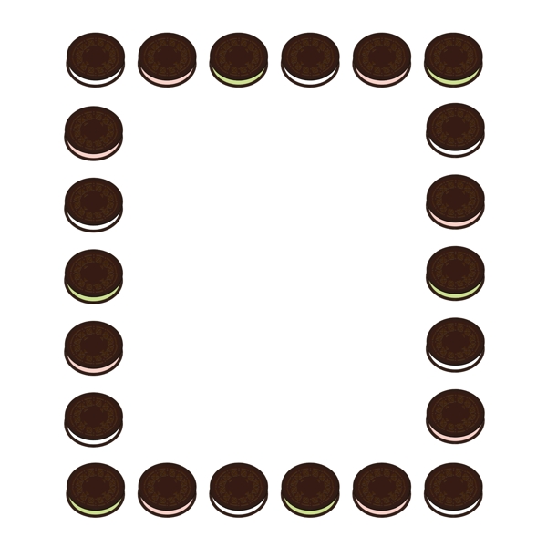 多味巧克力饼干食物矢量边框